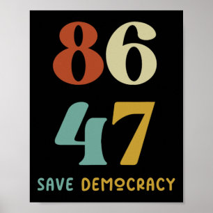 86 47 Rädda demokratin Antitrump Politisk protest Poster
