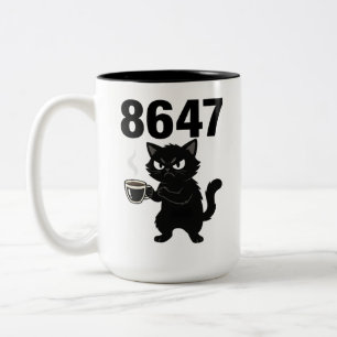 86 47 Söt arg svart Katt Kaffe Protest Motstå Två-Tonad Mugg