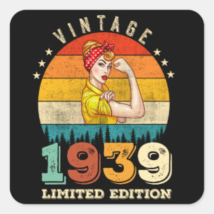 86 Ålderdag 1939 Vintage 86:e födelsedagen Kvinnor Fyrkantigt Klistermärke
