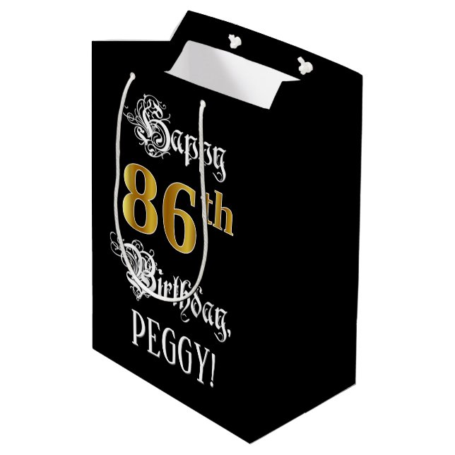 86-årsdag ~ Finstilt; Falskt guldutseende; Namn (Baksidan Vinklad)