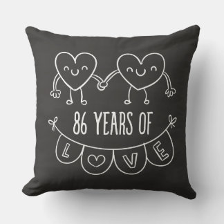 86-årsjubiléet Gift Chalk Hearts Kudde