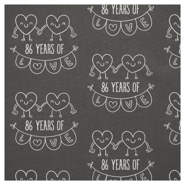 86-årsjubiléet Gift Chalk Hearts Tyg (Prov)