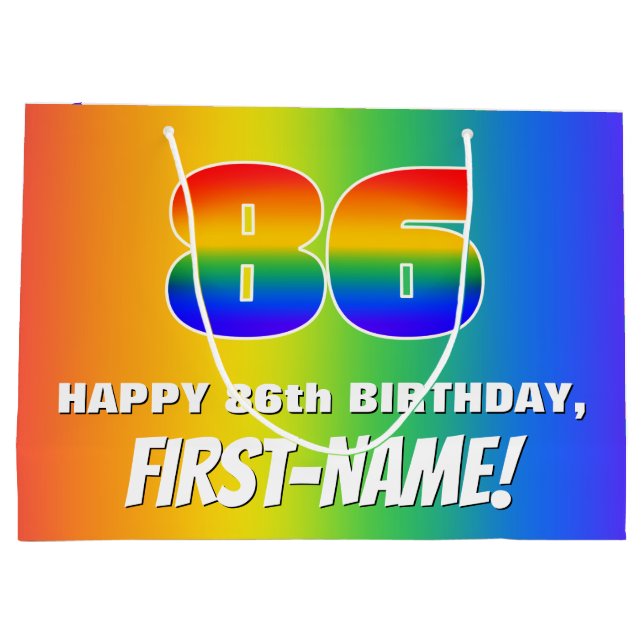 86:e födelsedag: färgfull, Roligt Rainbow Mönster  (Baksidan)