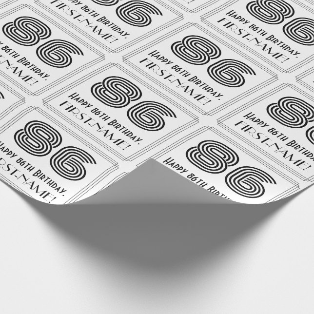 86:e födelsedagen: Art Deco Inspired Stil "86" + N Presentpapper (Hörn)
