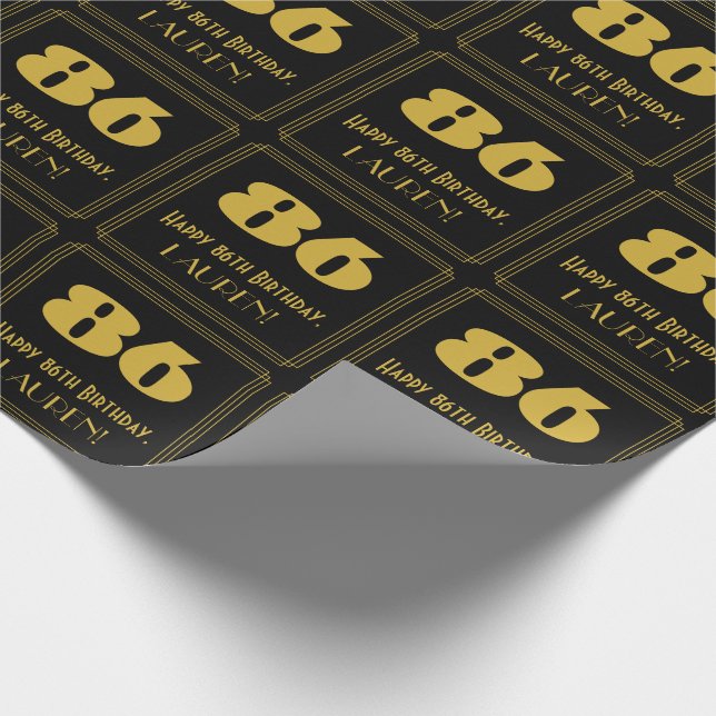 86:e födelsedagen - Art Deco Inspired Titta "86" o Presentpapper (Hörn)