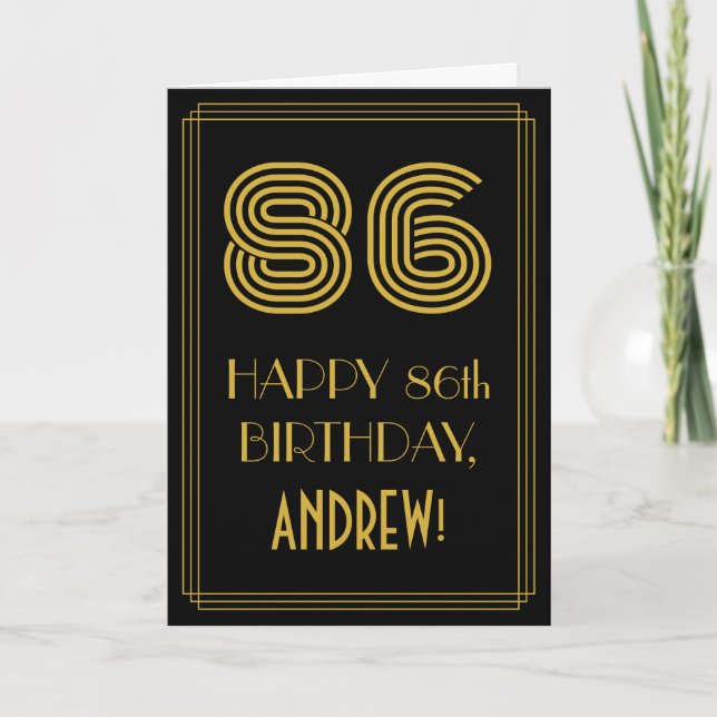 86:e födelsedagen: Art Deco Inspired Titta "86" oc Kort (Framsida)