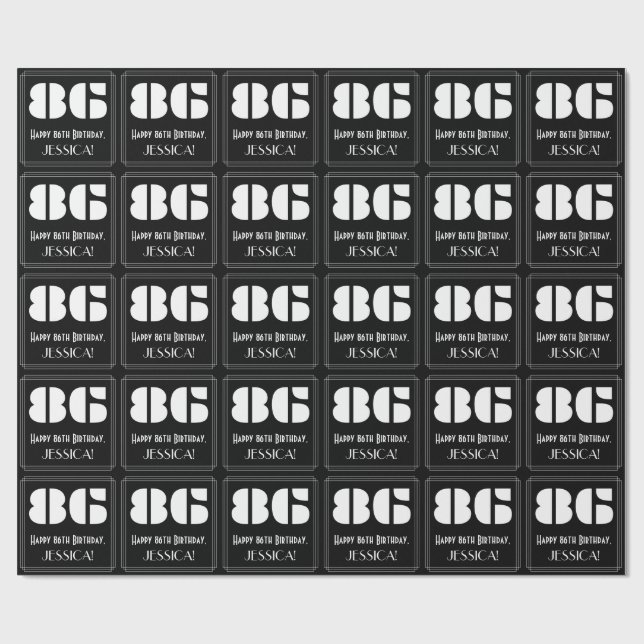 86:e födelsedagen: Art Deco Inspired Titta "86" oc Presentpapper (Platt)