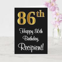 86:e födelsedagen ~ Elegant Luxurious Faux Guld Ti