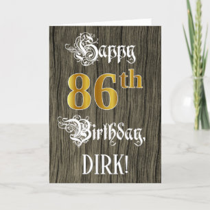 86:e födelsedagen: Faux Guld Titta + Faux Wood Mön Kort