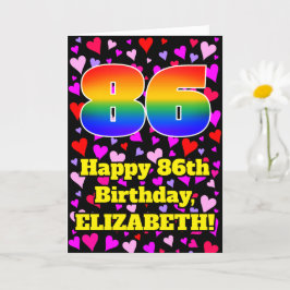 86:e födelsedagen: Loving Hearts Mönster, regnbåge Kort