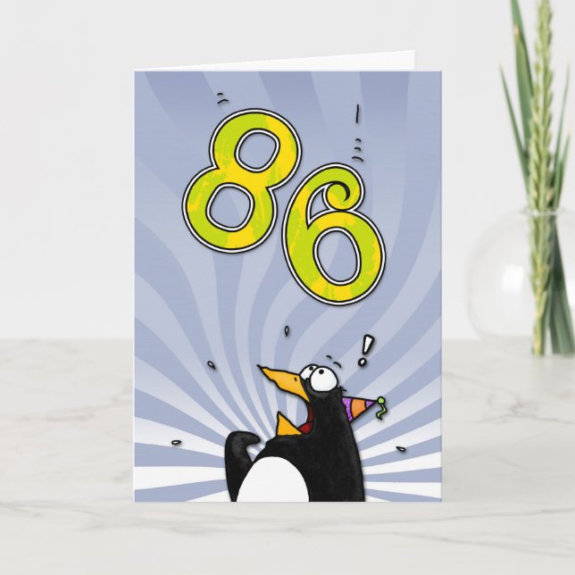 86:e födelsedagen - Penguin-överraskningskort Kort (Framsida)