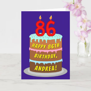 86:e födelsedagen: Roligt Cake and Candles + Anpas Kort