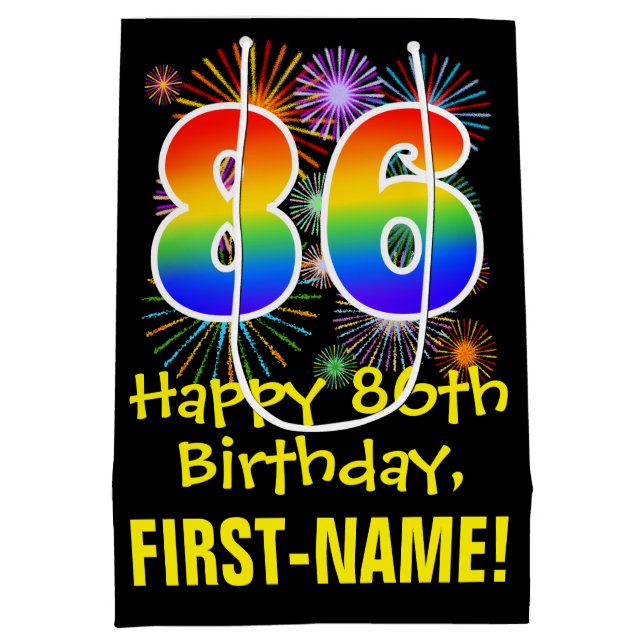 86:e födelsedagen: Roligt Fireworks Mönster + Rain (Baksidan)