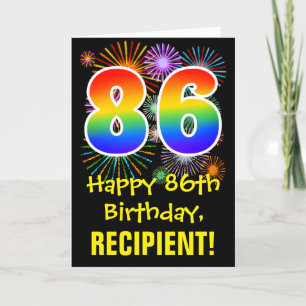86:e födelsedagen: Roligt Fireworks Mönster + Rain Kort