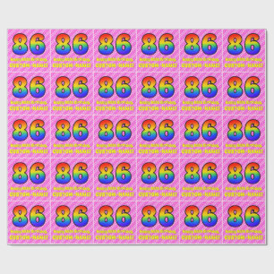 86:e födelsedagen: Rosa Rand & Hearts, regnbåge Presentpapper