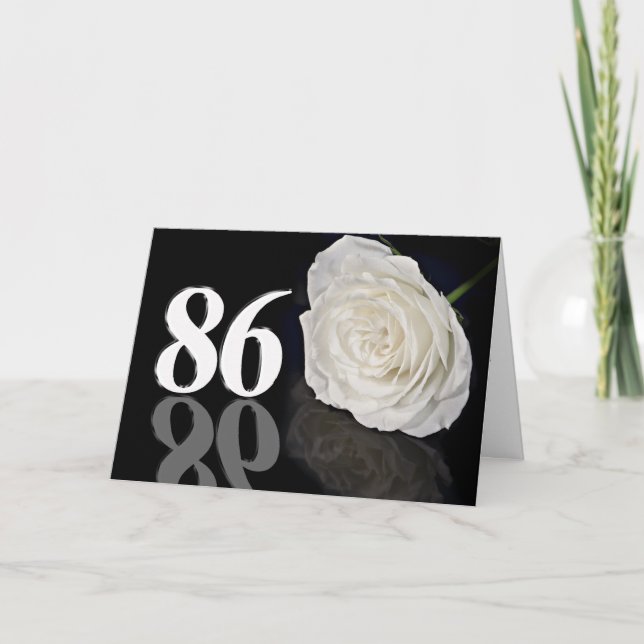 86:e födelsedagskort med klassiskt vit ros kort (Framsida)