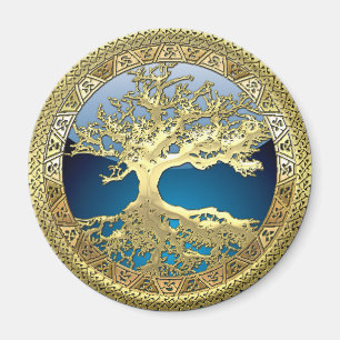 [86] Golden Celtic Livets träd [3D] Magnet
