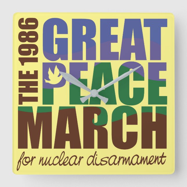 86GPMSC Time för fred kvadrerar tar tid på Fyrkantig Klocka (Framsida)