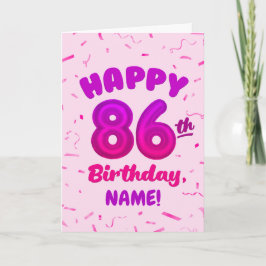 86th Balloon Number Custom Name Birthday Card Kort
