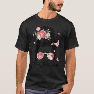 87 år gammal Fabulous Messy Bun Blommigt 87:e föde T Shirt