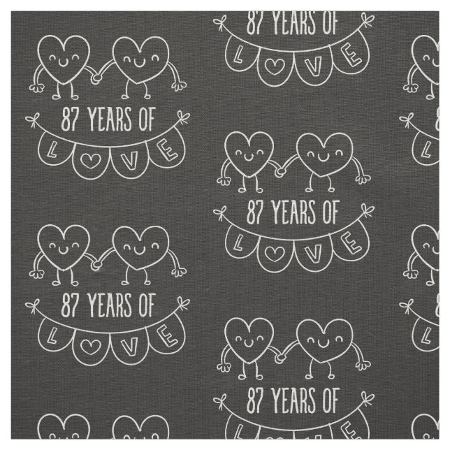 87-årsjubiléet Gift Chalk Hearts Tyg (Prov)