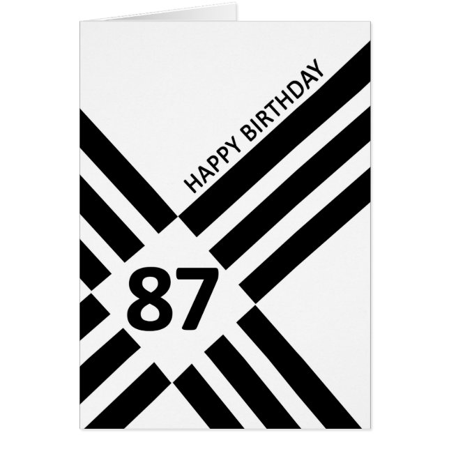 87:e diagonalns svarta linjedesign, födelsedag hälsningskort (Framsidan)