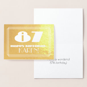 87:e födelsedag: Namn + Art Deco Inspired (87) Folierat Kort
