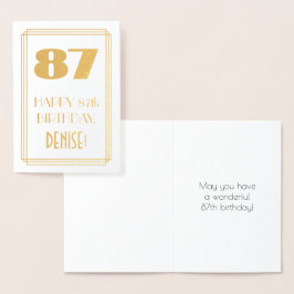 87:e födelsedagen: Art Deco Inspired Titta "87" oc Folierat Kort