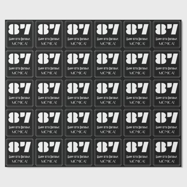 87:e födelsedagen: Art Deco Inspired Titta "87" oc Presentpapper (Platt)