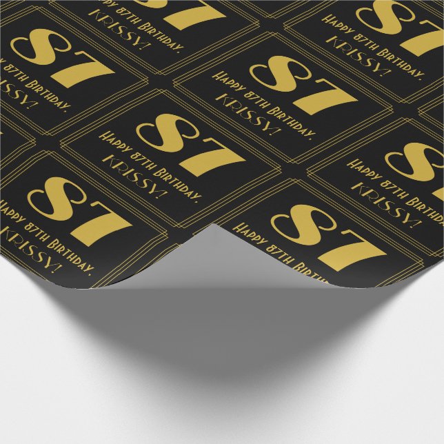 87:e födelsedagen ~ Art Deco Inspired Titta "87",  Presentpapper (Hörn)