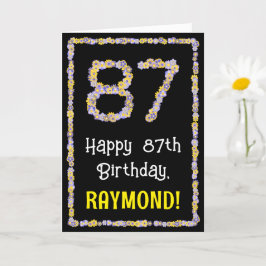 87:e födelsedagen: Blommigt Flowers Number, eget n Kort