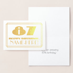 87:e födelsedagen; Namn + Art Deco Inspired (87) Folierat Kort