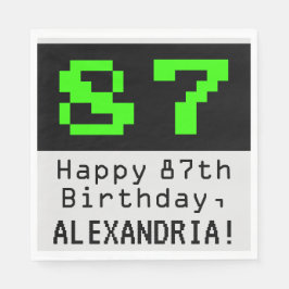 87:e födelsedagen - Nerdy/Geeky Stil "87" och Namn Pappersservett