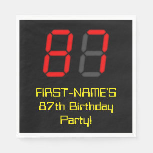 87:e födelsedagen: Red Digital Clock Stil "87" + N Pappersservett