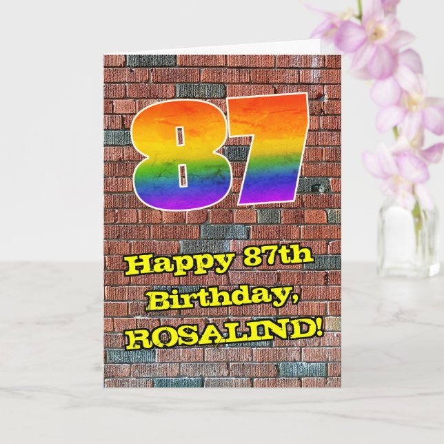 87:e födelsedagen: Roligt Graffiti-Inspired Rainbo Kort (Orkide)