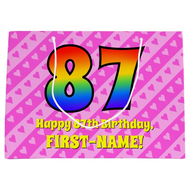 87:e födelsedagen: Rosa Rand & Hearts, regnbåge nr (Framsidan)