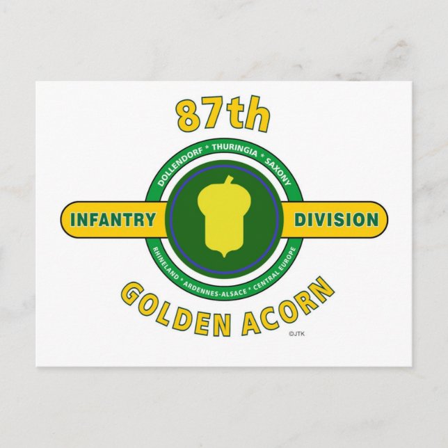 87:E INFANTRY-DELNINGEN "GOLDEN ACORN" VYKORT (Framsida)