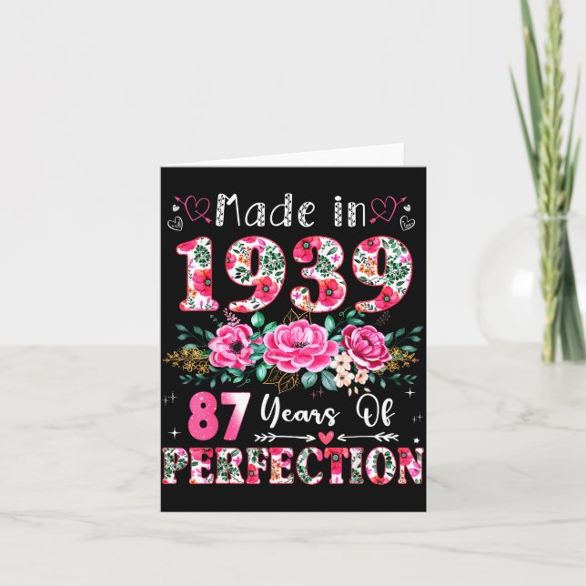 87 Year Old Made In 19&#  Floral 87th Birthday Wo Kort (Framsida)