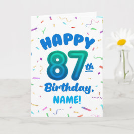87th Balloon Number Custom Name Birthday Card Kort
