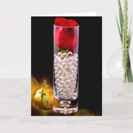 8868-C-Röd Ros med Kors Ornament Helgkort