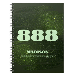 888 Grönt Glitter antal Abundance Manifestation Anteckningsbok