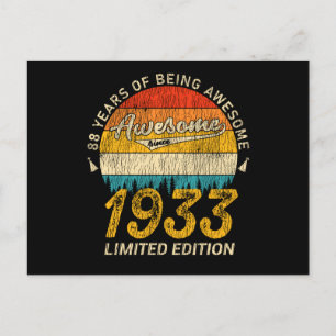 88 år gammal dag 1933 Fantastisk sedan 88:e födels Vykort