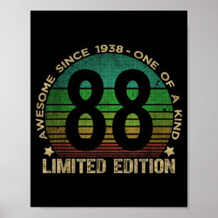 88 år gammal vintage 1938 limited edition 88:e föd poster