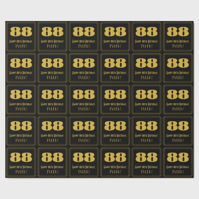 88-årsdag – Art Deco Inspirerad Look "88" & Namn Presentpapper (Seam)