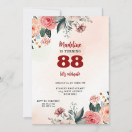 88:e blommigten pastel färg elegant födelsedag inbjudningar