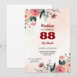 88:e blommigten pastel färg elegant födelsedag inbjudningar