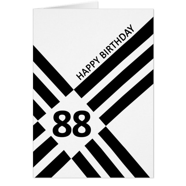88:e diagonalns svarta linjedesign, födelsedag hälsningskort (Framsidan)