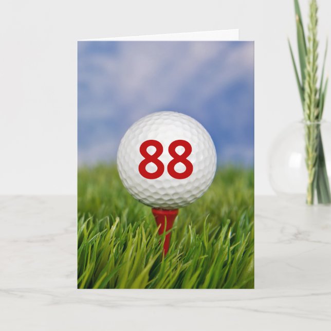88:e födelsedag Golf Boll på röd tee Kort (Framsida)