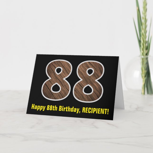 88:e födelsedagen: Namn + Faux Wood Grain Mönster  Kort (Framsida)