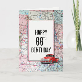 88:e födelsedagen Red Retro Lastbil på Karta Kort